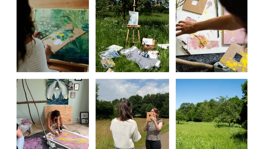 Artists painting indoors and outdoors scenes.
