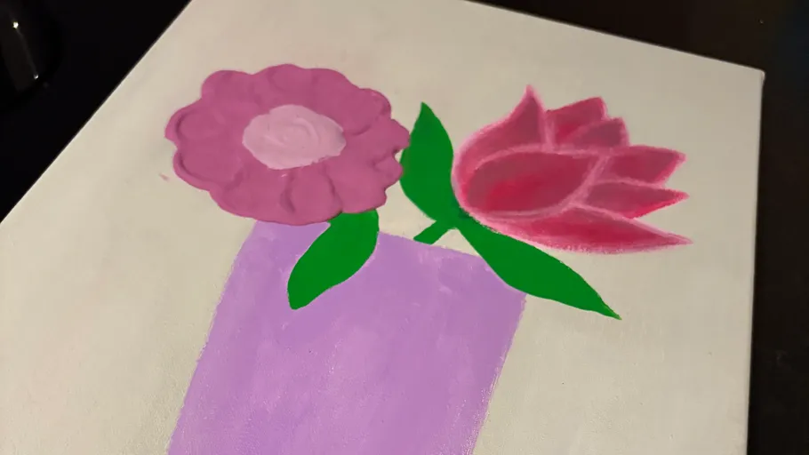 Bunte Blumen auf Leinwand gemalt.