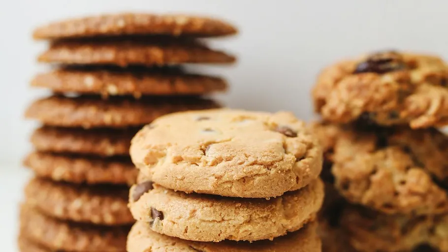 Stacked cookies on a white background.