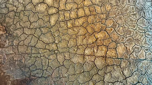 Rissiger Boden mit trockener Textur im Freien.