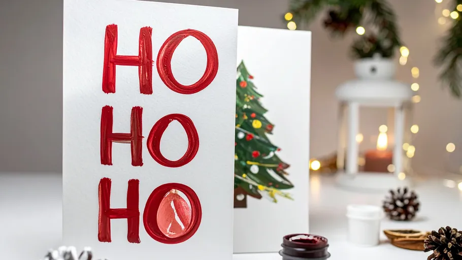 Weihnachtskarten mit festlichen Designs und Dekorationen.