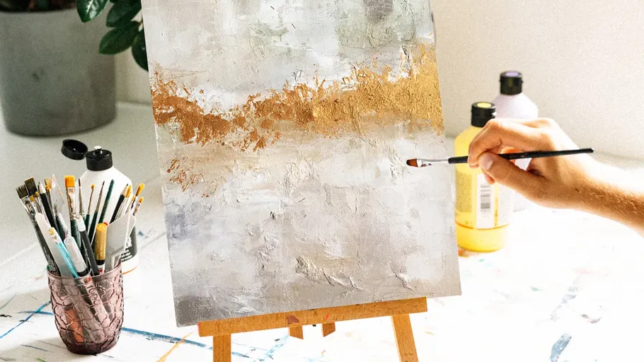Hand painting abstract art on canvas.