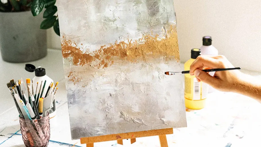 Hand painting abstract art on canvas.