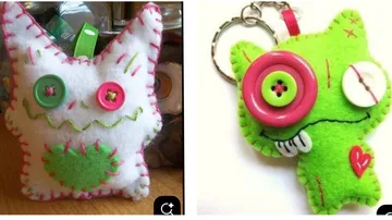 Felt monsters with button eyes on keychains.