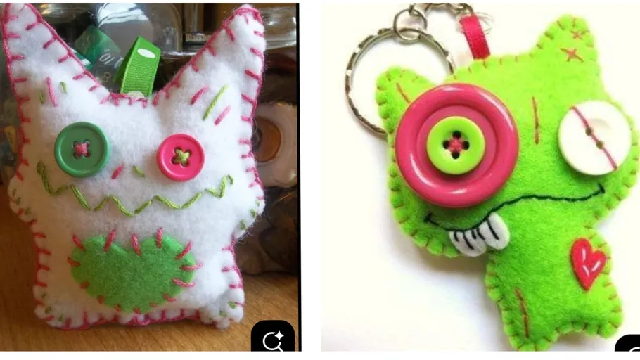 Felt monsters with button eyes on keychains.