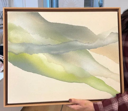 Abstraktes Aquarellgemälde in Räumen gehalten.