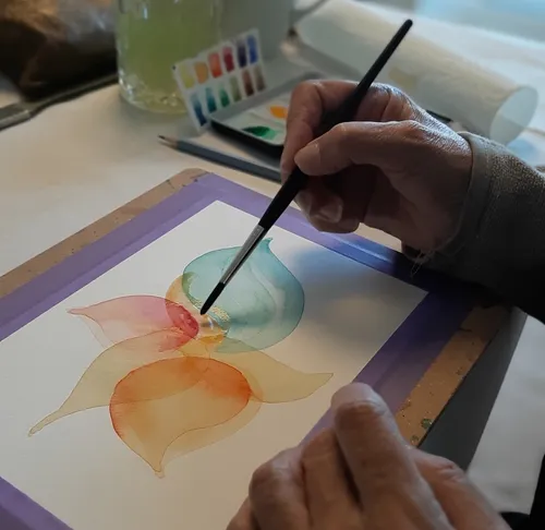 Hand malt Aquarellblätter auf Papier.