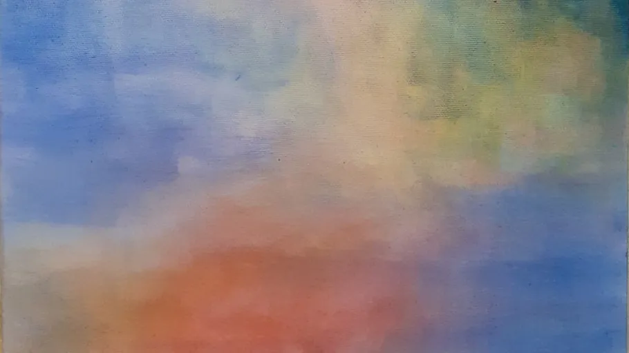 Abstrakte Regenbogenfarben mischen sich auf Leinwand.