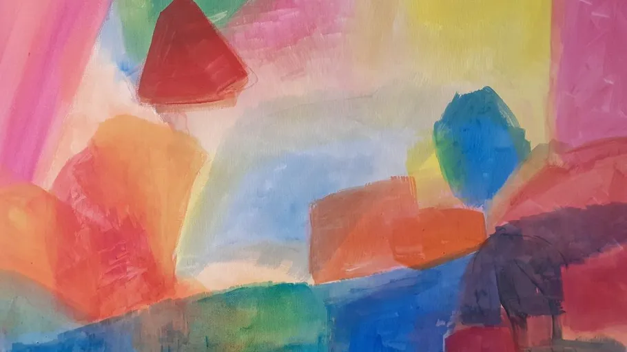 Abstract colorful shapes with blended colors.