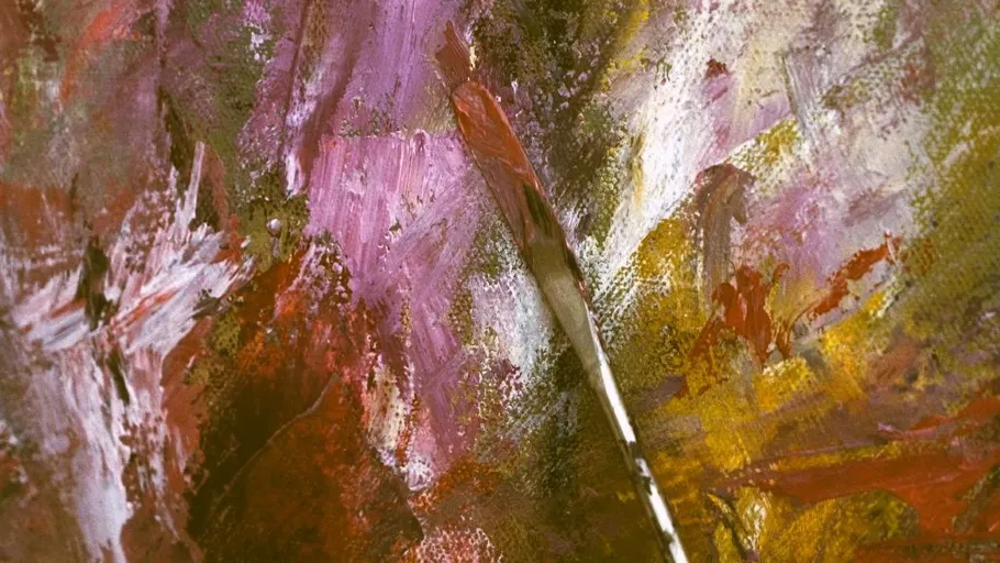 Brush painting abstract colorful canvas.