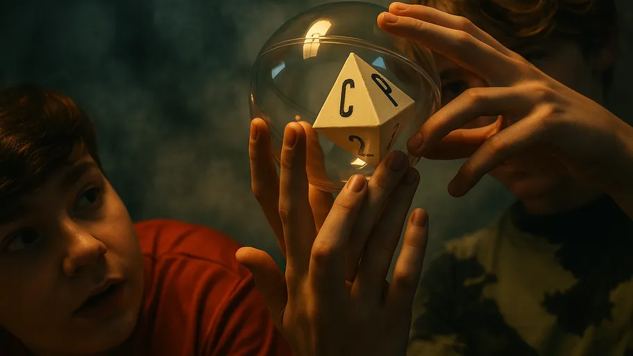 Two hands holding a transparent sphere.