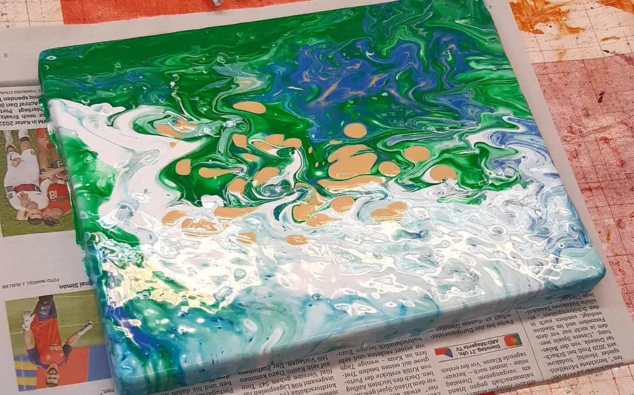 Abstract paint swirl on a canvas.
