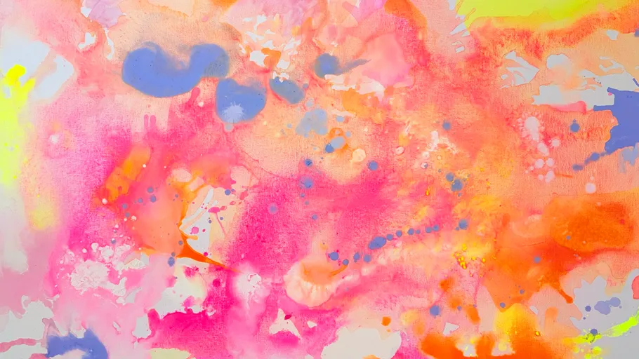 Lebendiges abstraktes Aquarellgemälde mit Farbspritzern.