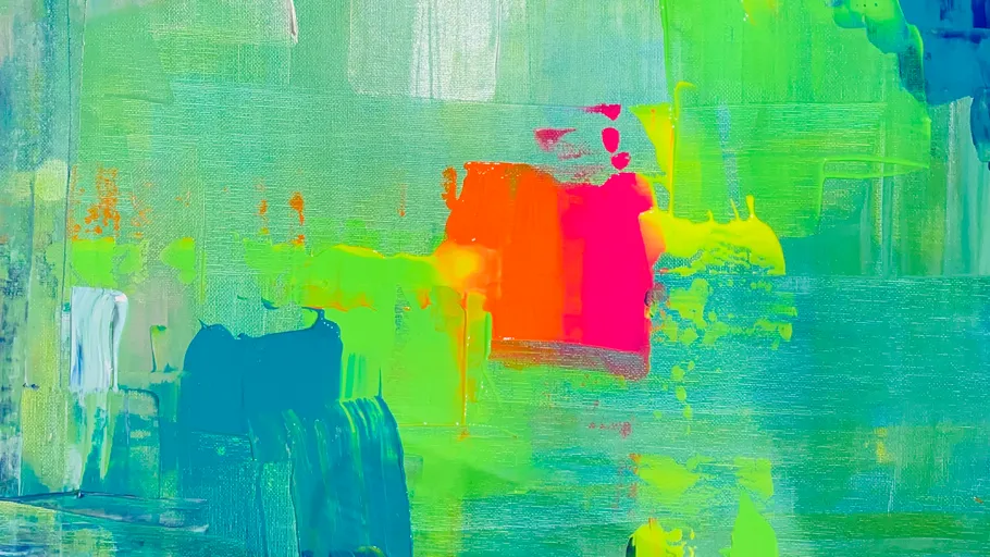 Bright abstract painting with vivid colors.