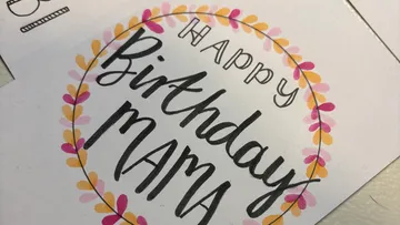 Handmade card with 'Happy Birthday Mama' text.