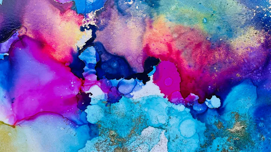 Colorful abstract watercolor with vibrant hues.