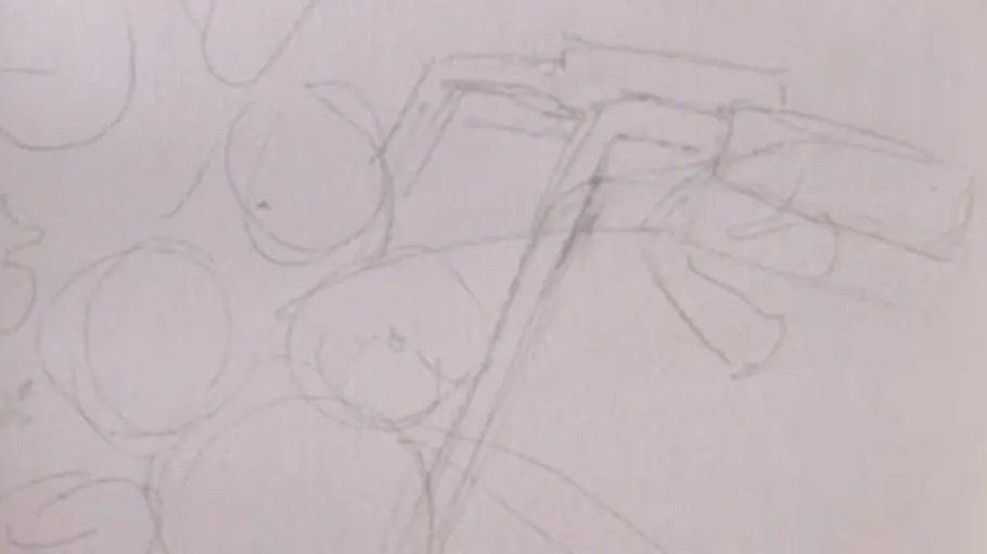 Rough sketch of abstract shapes and lines.