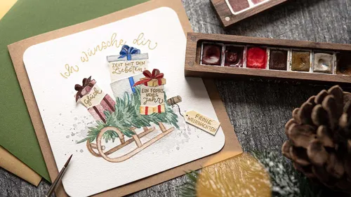 Designing Christmas cards — creative workshop in Allgäu