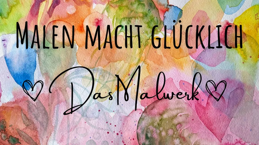 Colorful watercolor background with German text.