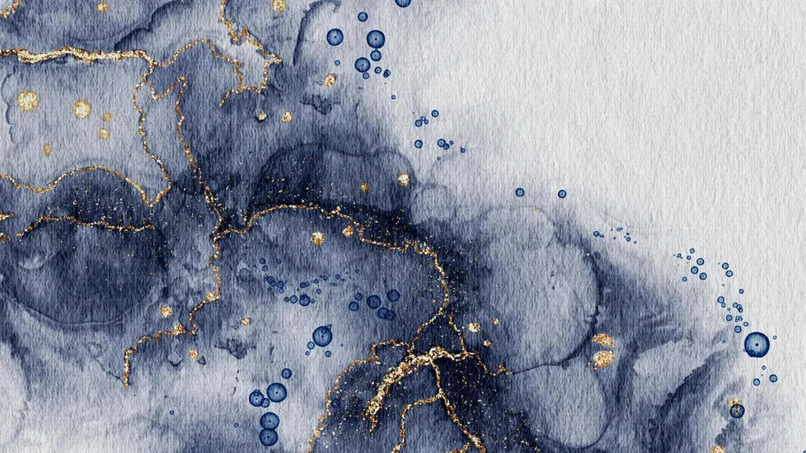 Abstraktes Marineblaues und goldenes Textur-Gemälde.