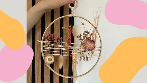 DIY dried flower wreath with macrame — including video instructions