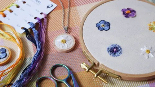 Embroider Tiny Flowers & Turn One into a Pendant in Stuttgart