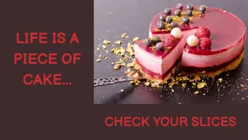Cake with fruit, text beside it.