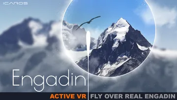 Berge mit großem Vogel darüber fliegend.