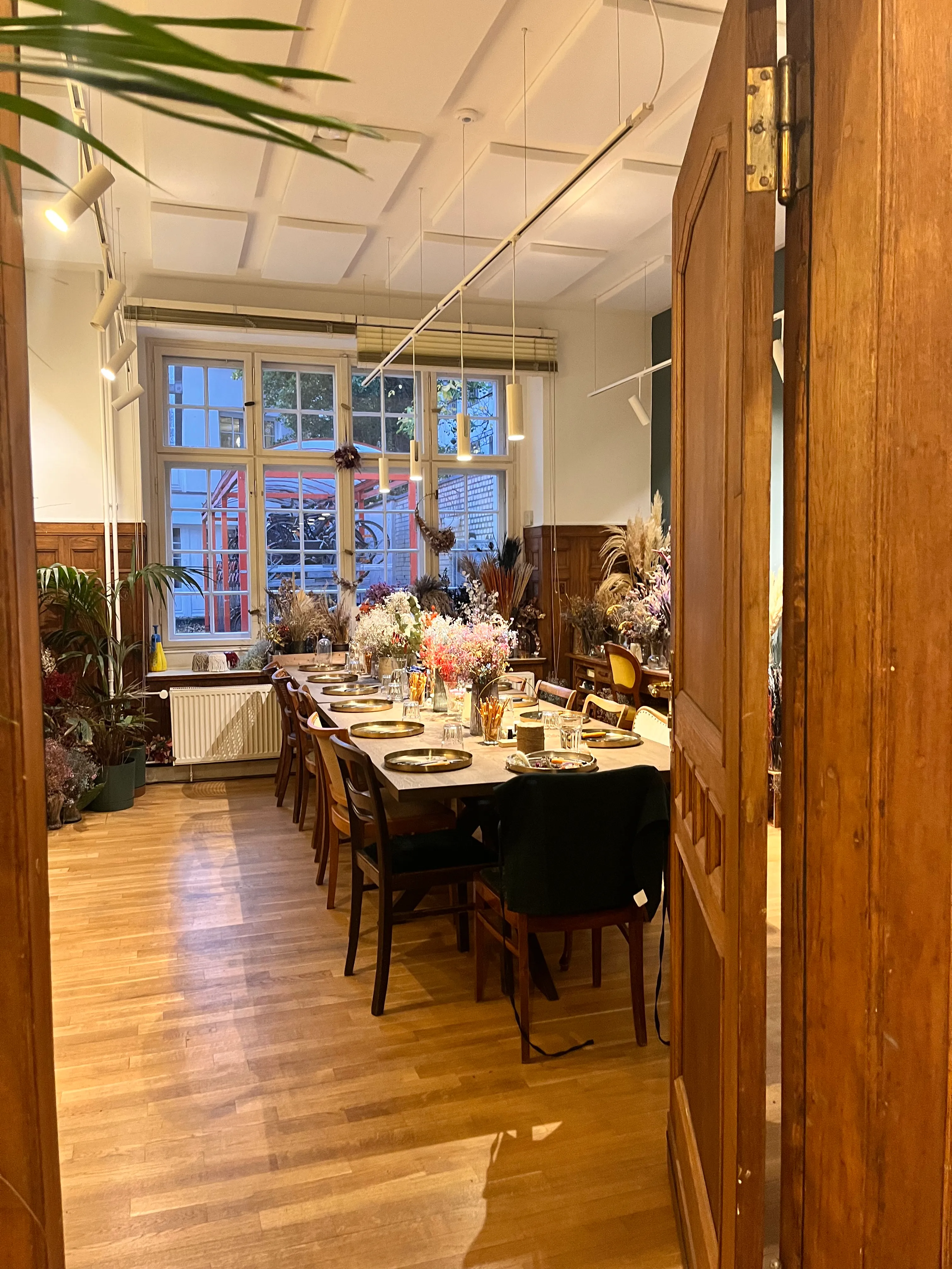 Table set for dining in a cozy room.