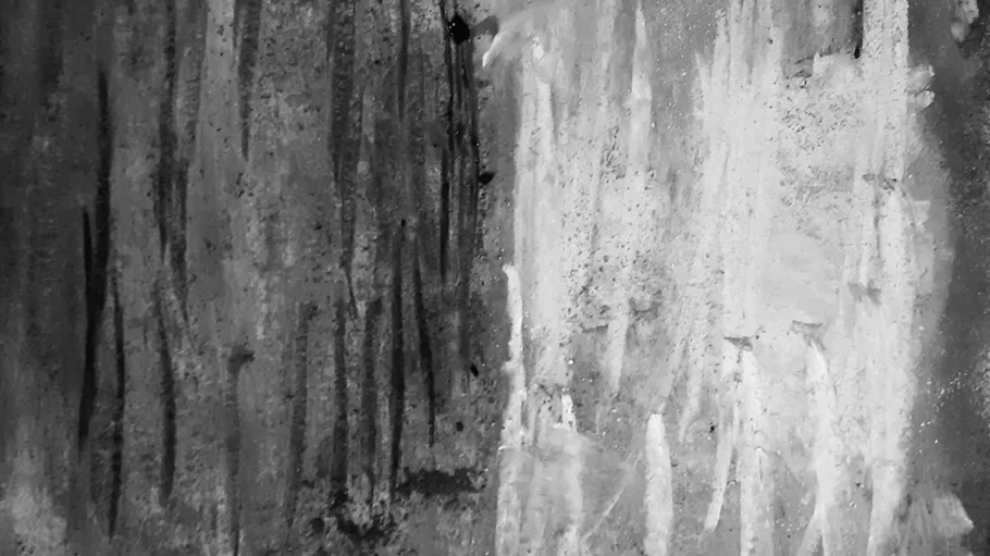 Abstract painting with dark and light sections.