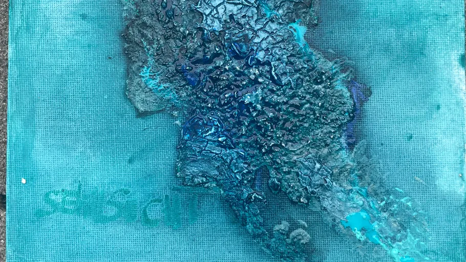 unterschiedliche Strukturpasten mit Acrylfarbe und Pigment