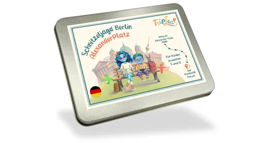 Metal box with illustrated children on bench.