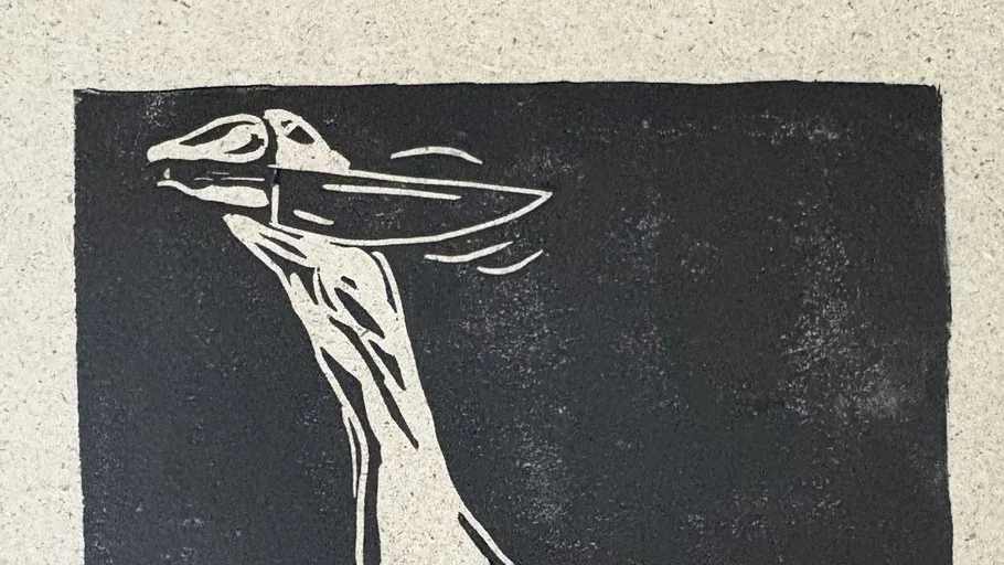 Abstract deer profile on textured background.