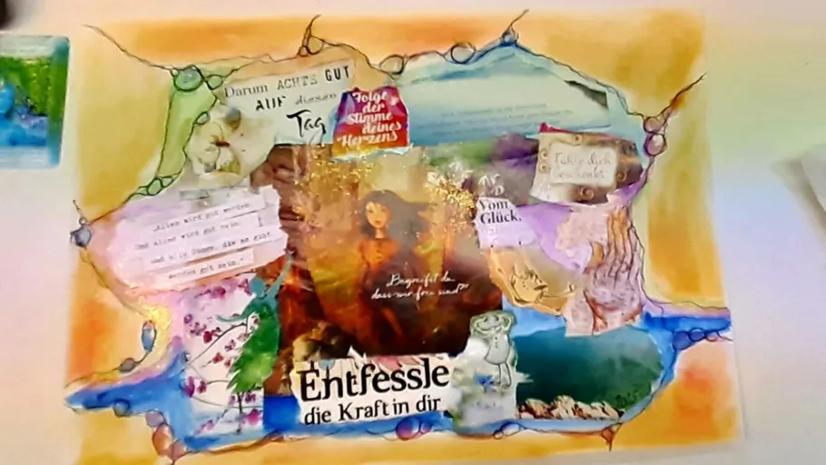 Bunte Collage mit verschiedenen inspirierenden Zitaten.
