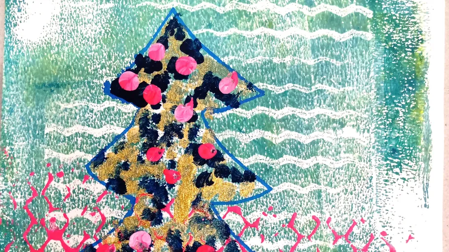 Abstract Christmas tree with dot decorations.