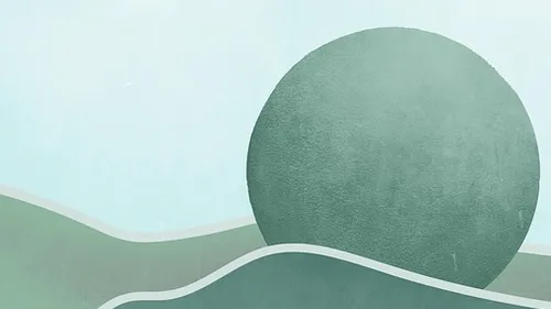 Abstract circle on wavy landscape background.