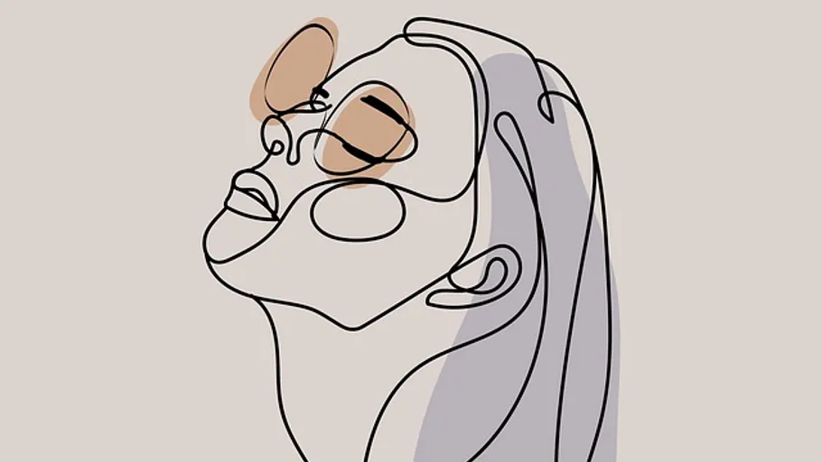 Abstrakte Linienkunst eines Frauenprofils.