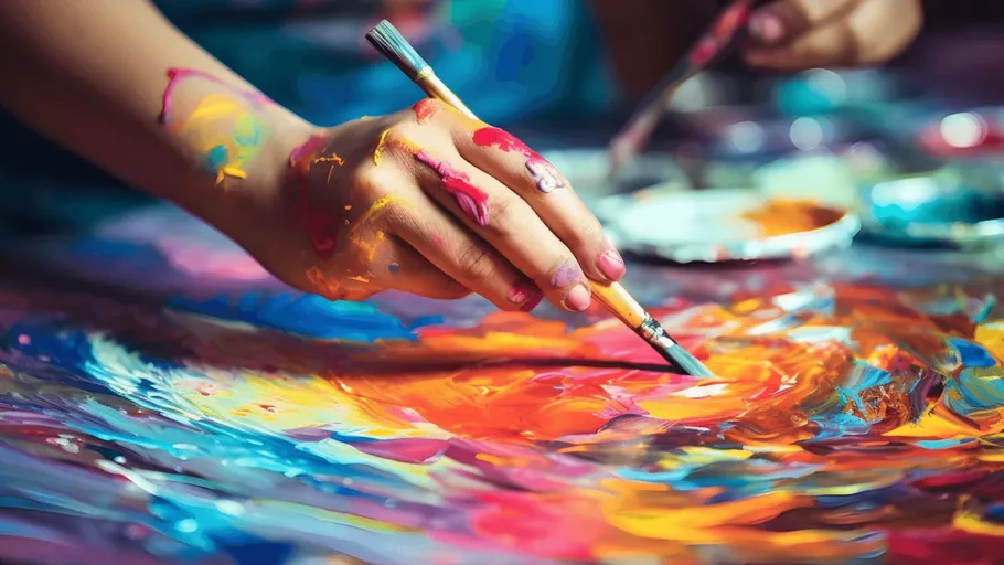 Hand malt lebhaftes abstraktes Kunstwerk mit Pinsel.