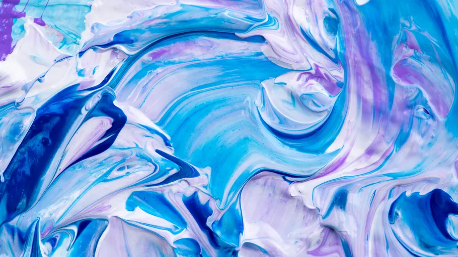 Abstract blue and purple paint swirls.
