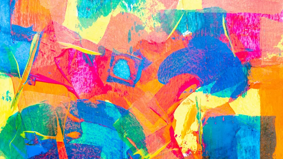 Colorful abstract painting with bold brushstrokes.