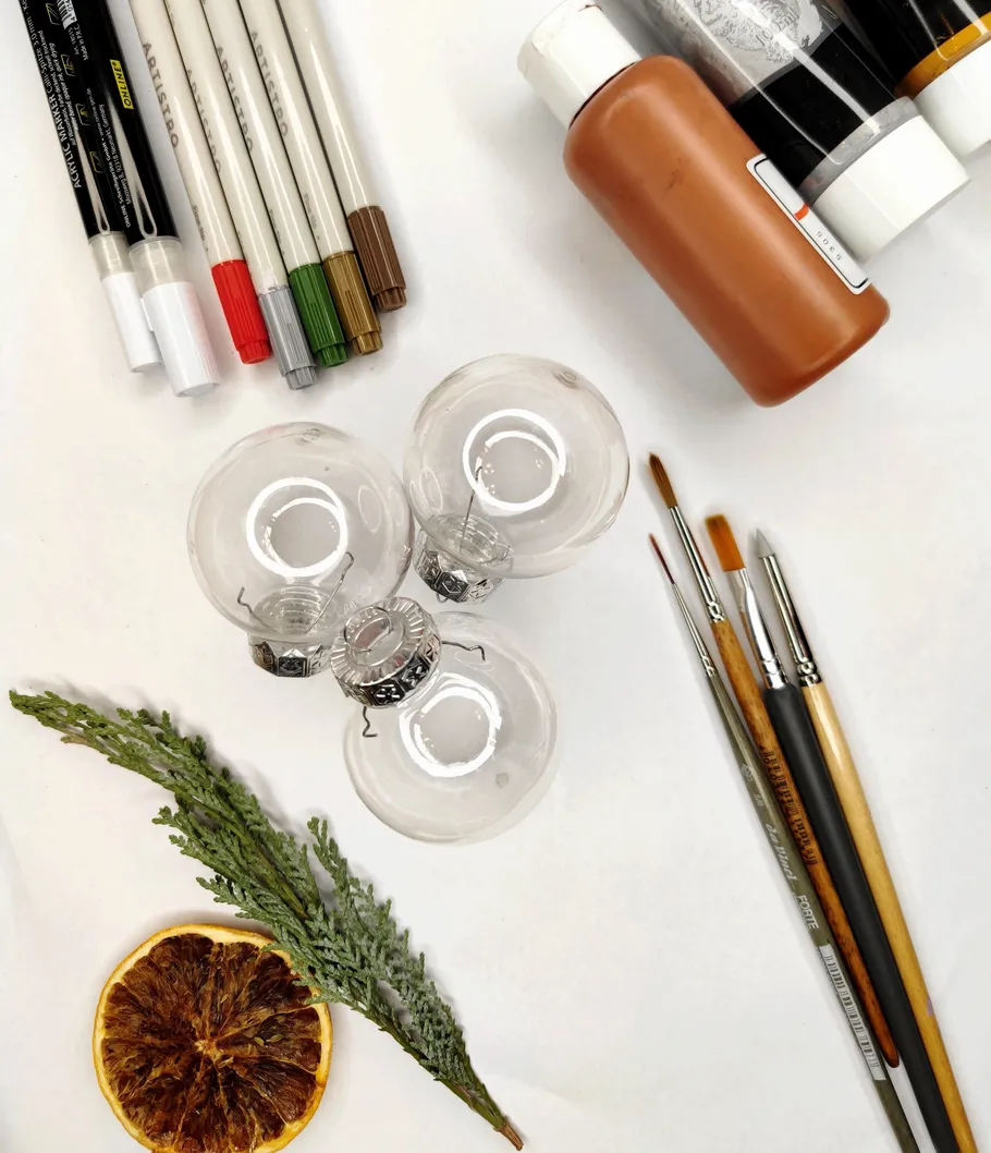 Art supplies on a white background.