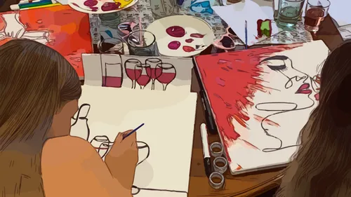 Drink and Paint in Nürnberg: Malerlebnis mit Wein