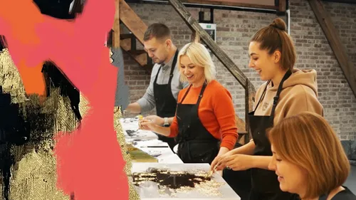 Group painting in an art studio.