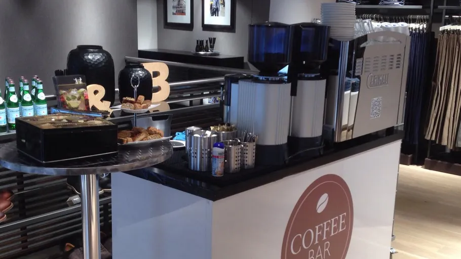 Coffee station in a retail store setting.