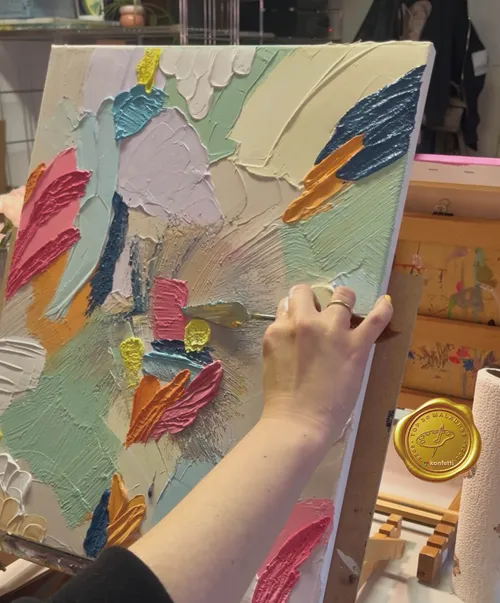 Hand painting abstract art on canvas.