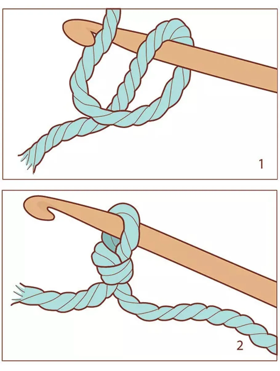 Häkelnadel erstellt einen Maschenanschlag.