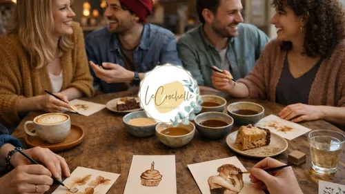 People painting and enjoying coffee together.