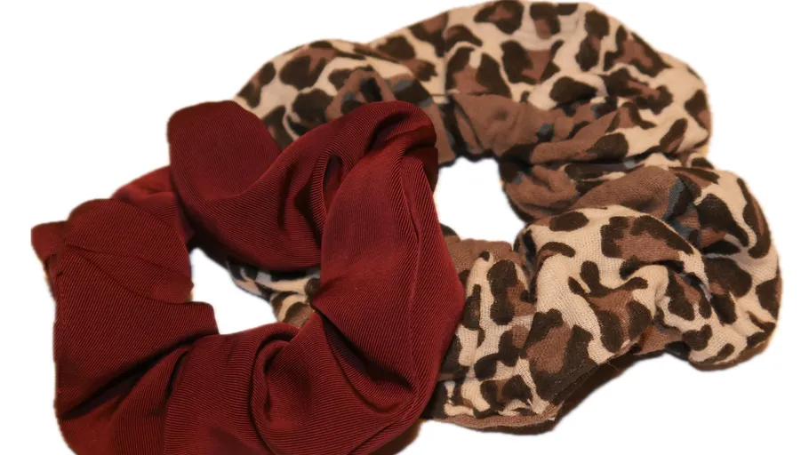 Two scrunchies on white background.