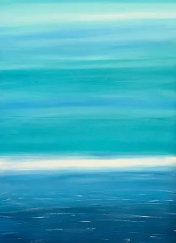 Abstraktes Gemälde mit blauen Farbverläufen.