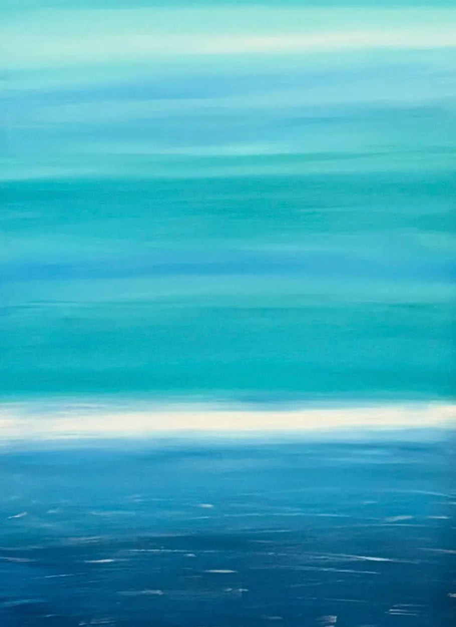 Abstract painting with blue gradient shades.